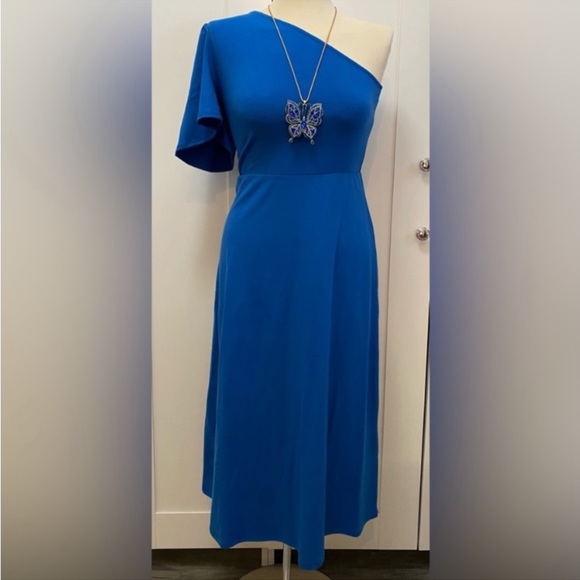🔥🔥XS Royal Blue One Shoulder Short Sleeved Dress Who What Wear NEW FIRM PRICE - Picture 1 of 5